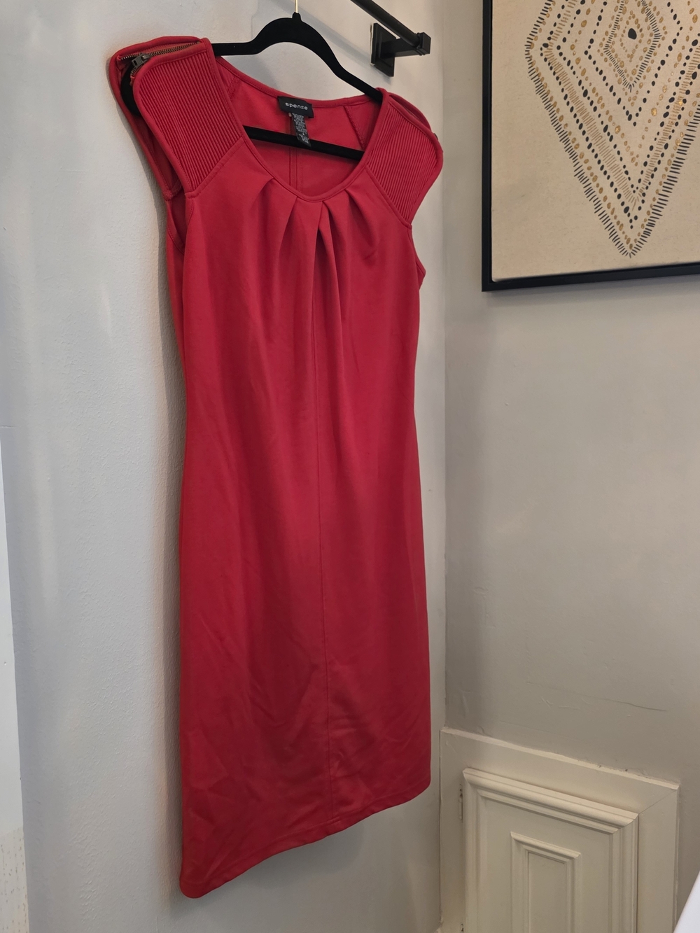 Women’s Red Pleated Cap-Sleeve Dress
